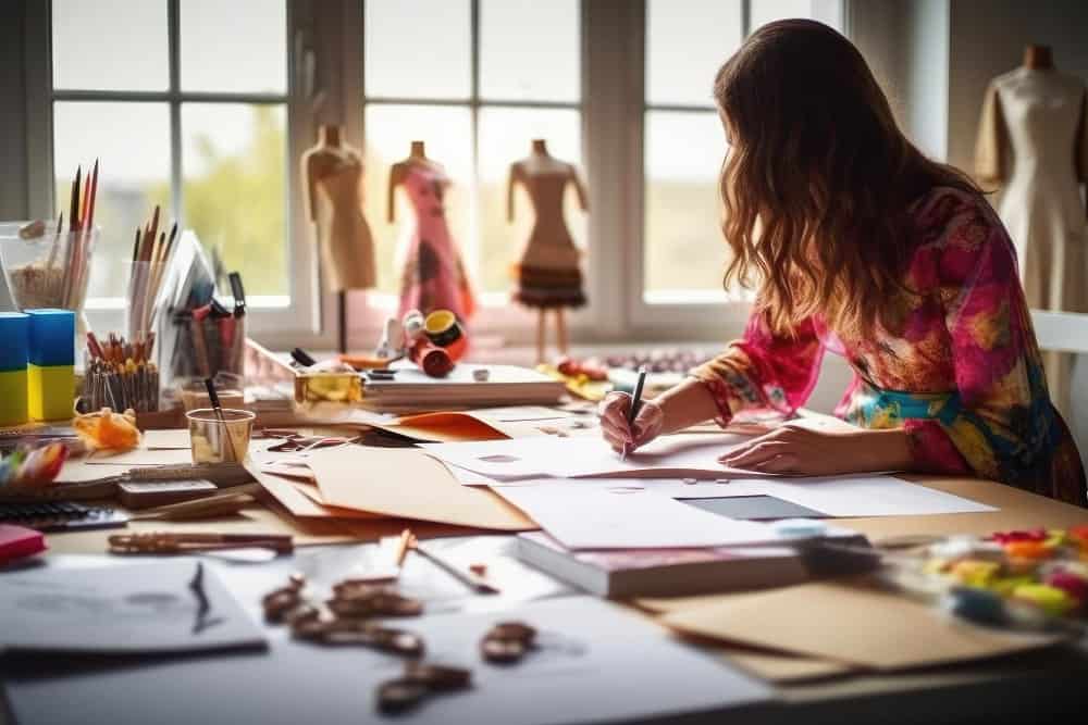 Fashion Designer while working